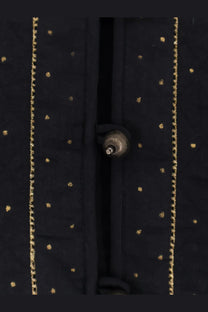 Isabel Marant Étoile women’s volana padded and quilted vest black with gold dot embroidery vertical stitching and metallic button