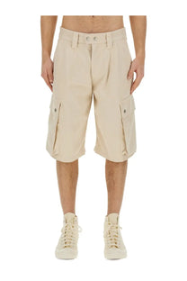 Isabel marant men’s bermuda tejelo pink beige cargo shorts with multiple pockets and buttoned waistband