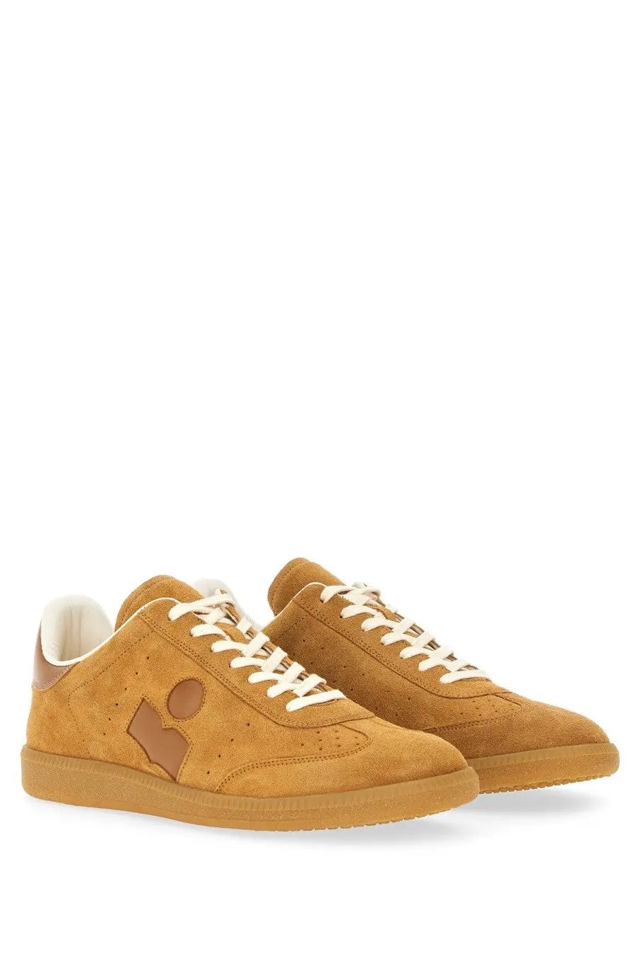 Isabel Marant men’s Brycy sneaker in beige tan suede with brown logo and white laces