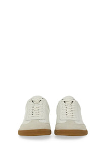 Isabel Marant men’s Brycy sneaker white low-top with white suede and canvas upper and tan rubber sole