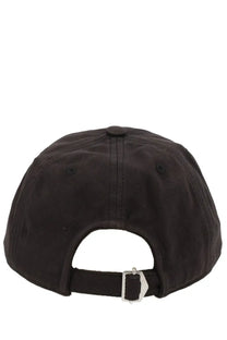 Back view of Isabel Marant men’s cappello da baseball Tomas black cap with silver buckle adjustable strap