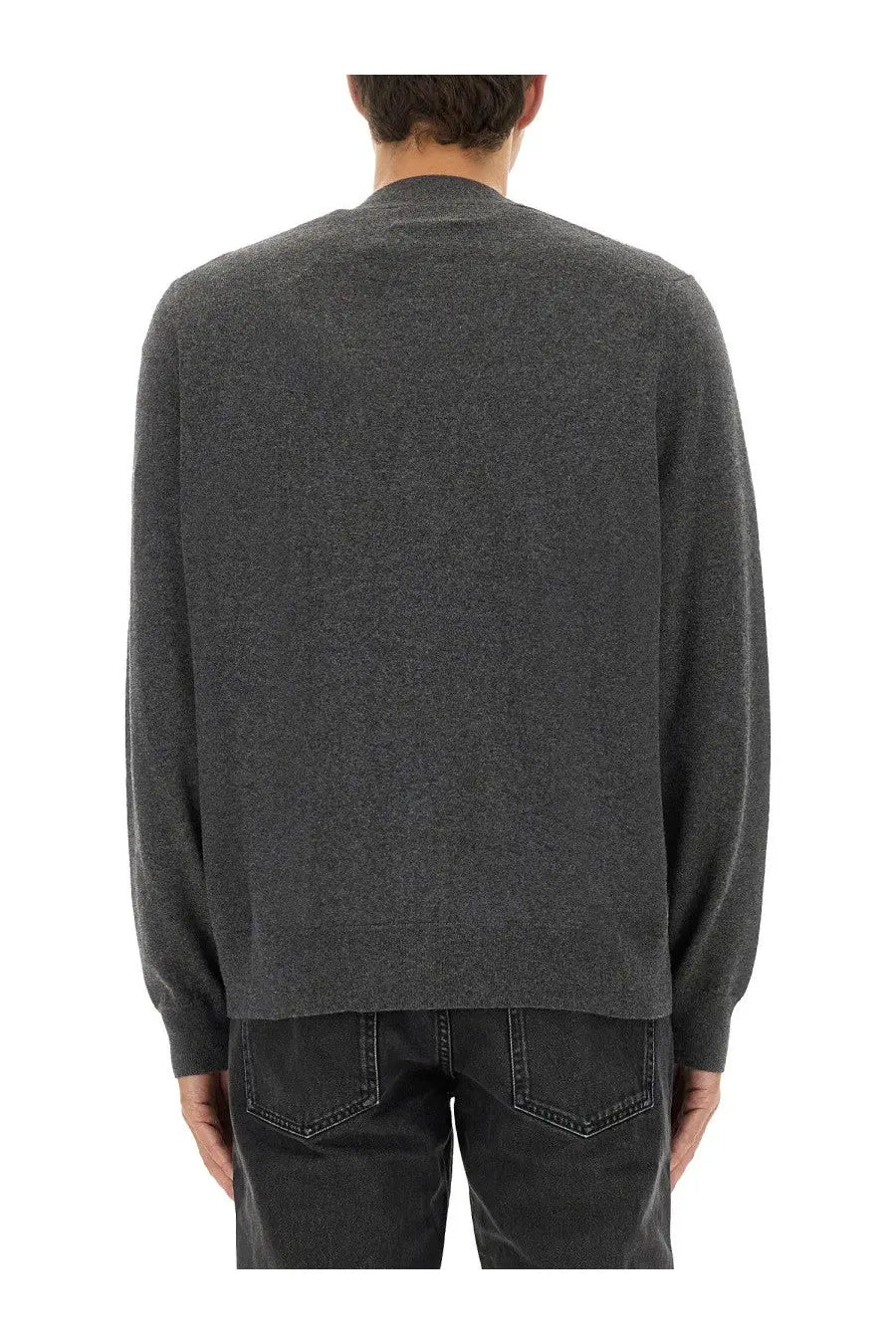 Isabel Marant men’s grey cardigan dark gray textured knit with ribbed crew neckline and cuffs