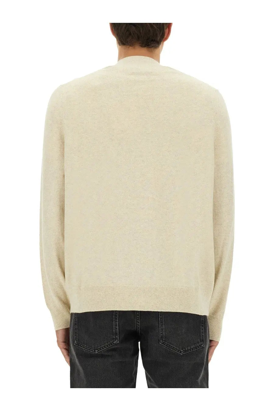 Isabel Marant men’s cardigan white in cream fine knit with soft textured fabric and crewneck design