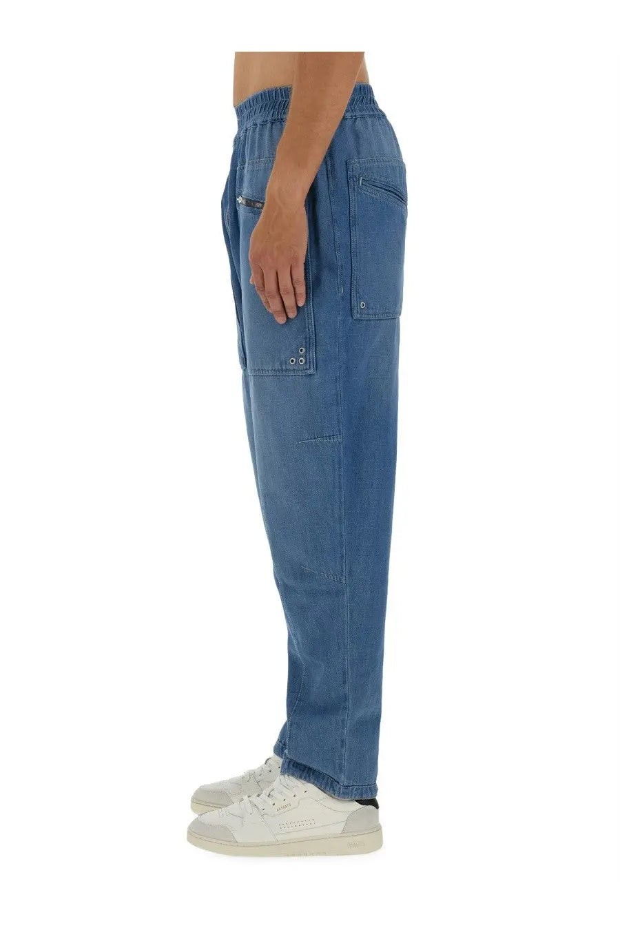 Blue denim cargo pants by isabel marant men’s cotton with elastic waistband and multiple pockets