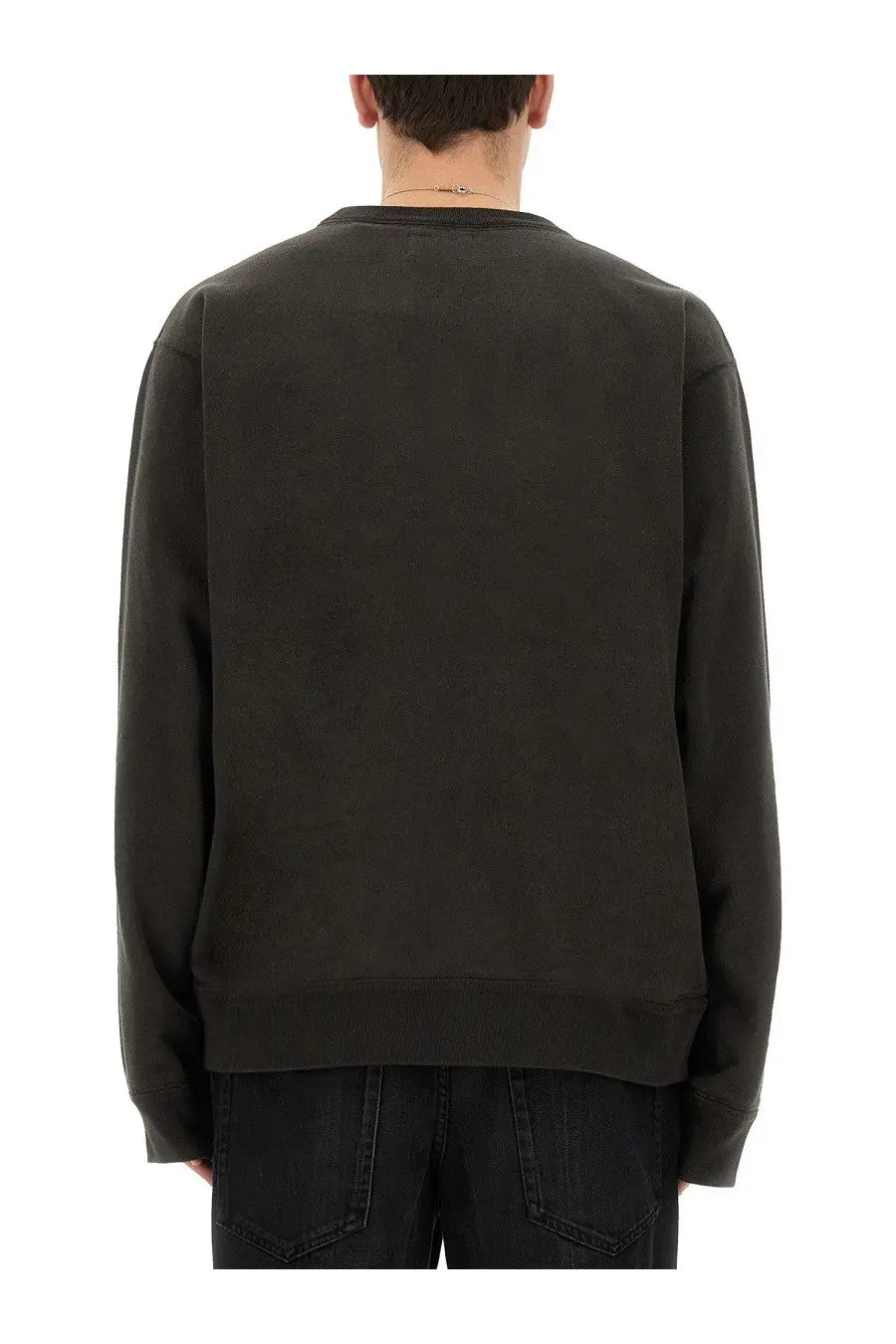 Isabel Marant men’s Felpa Mikoy black crewneck sweatshirt with soft textured fabric and ribbed cuffs