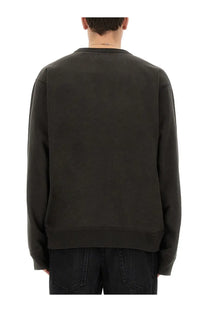 Isabel Marant men’s Felpa Mikoy black crewneck sweatshirt with soft textured fabric and ribbed cuffs