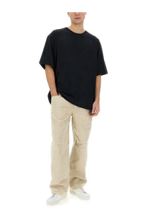 Isabel Marant men’s Guizy shirt black oversized cotton t-shirt with relaxed fit and short sleeves
