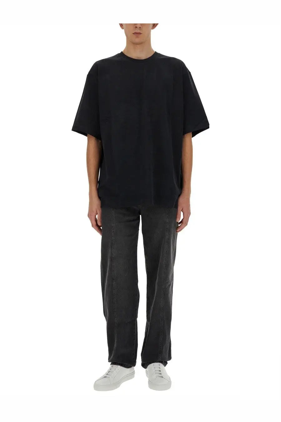 Isabel marant men’s guizy shirt black oversized cotton t-shirt with relaxed fit and short sleeves