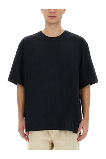Isabel Marant men’s Guizy shirt black oversized crewneck t-shirt with relaxed fit and short sleeves in cotton