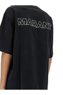 Isabel marant men’s guizy black oversized t-shirt with bold white outlined marant lettering on the back