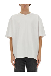 Isabel Marant men’s Guizy shirt white oversized crewneck t-shirt with relaxed fit and short sleeves