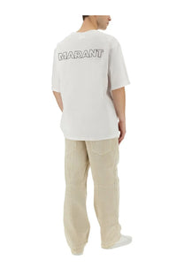 Isabel marant men’s guizy oversized white t-shirt with bold black outlined lettering on the back