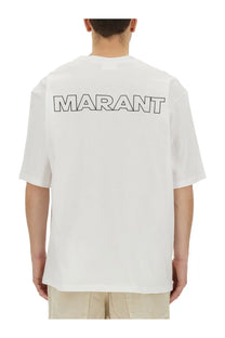Isabel Marant men’s guizy shirt white oversized t-shirt with bold black outlined lettering on the back