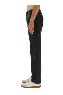 Isabel Marant men’s black denim jeans Lewys with a straight-leg cut and classic five-pocket design