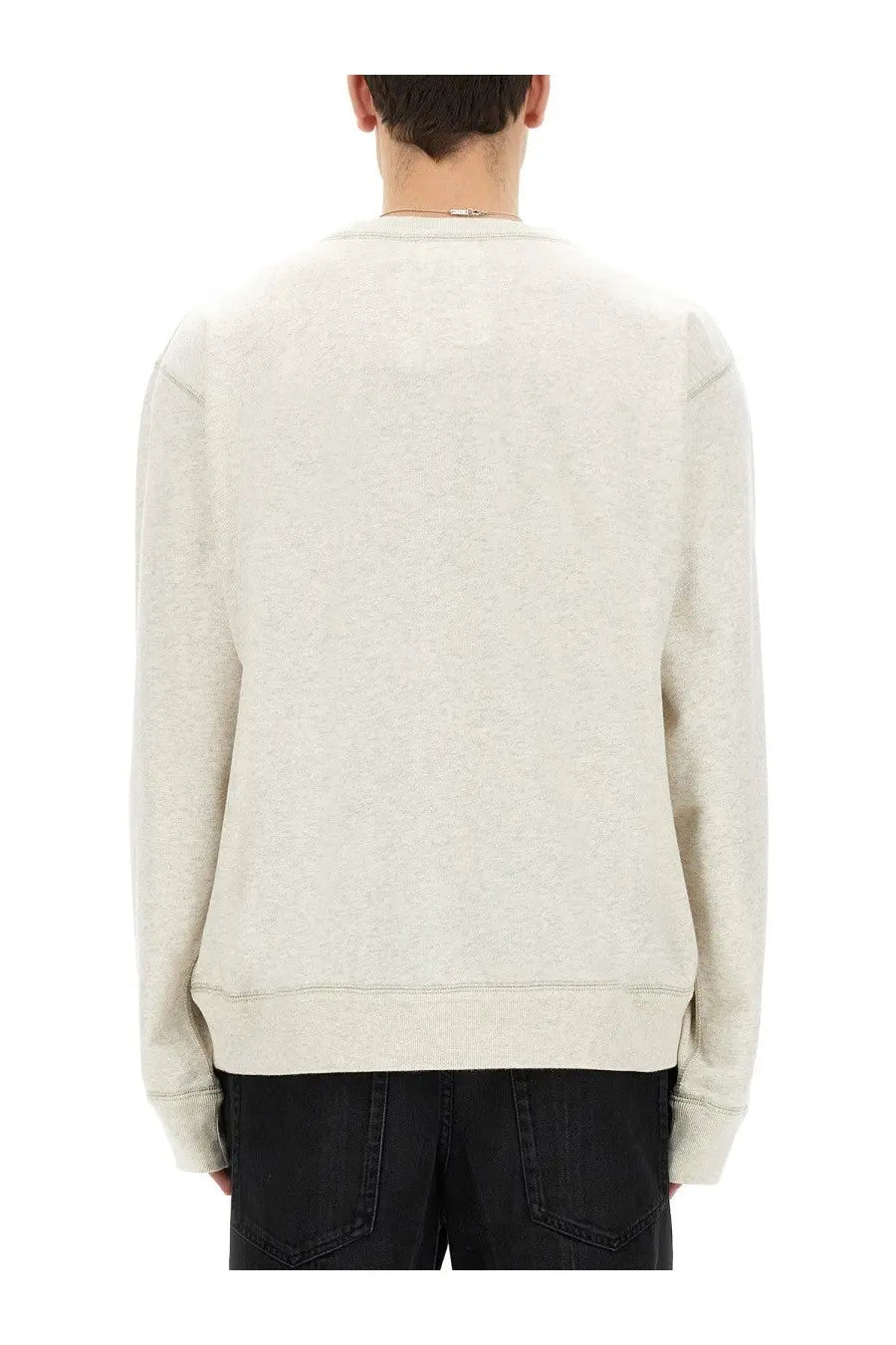 Isabel Marant men’s mikoy sweatshirt in off-white heathered fabric with ribbed cuffs and hem in crewneck style