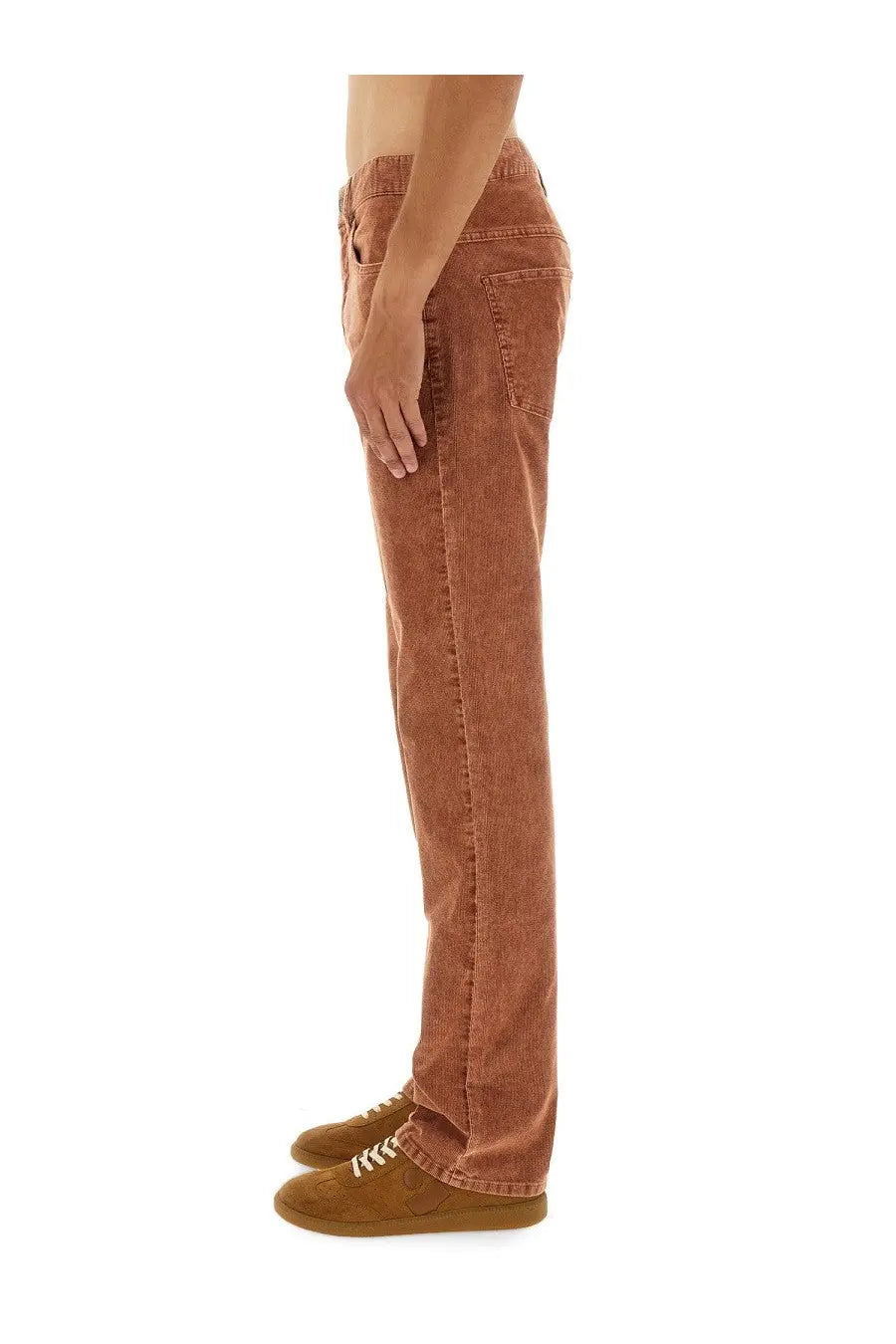 Isabel Marant men’s rust brown corduroy pants with classic five-pocket design and straight-leg cut