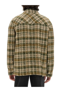 Isabel Marant men’s shirt Kervon multicolor in cozy olive and beige plaid flannel with a textured worn look