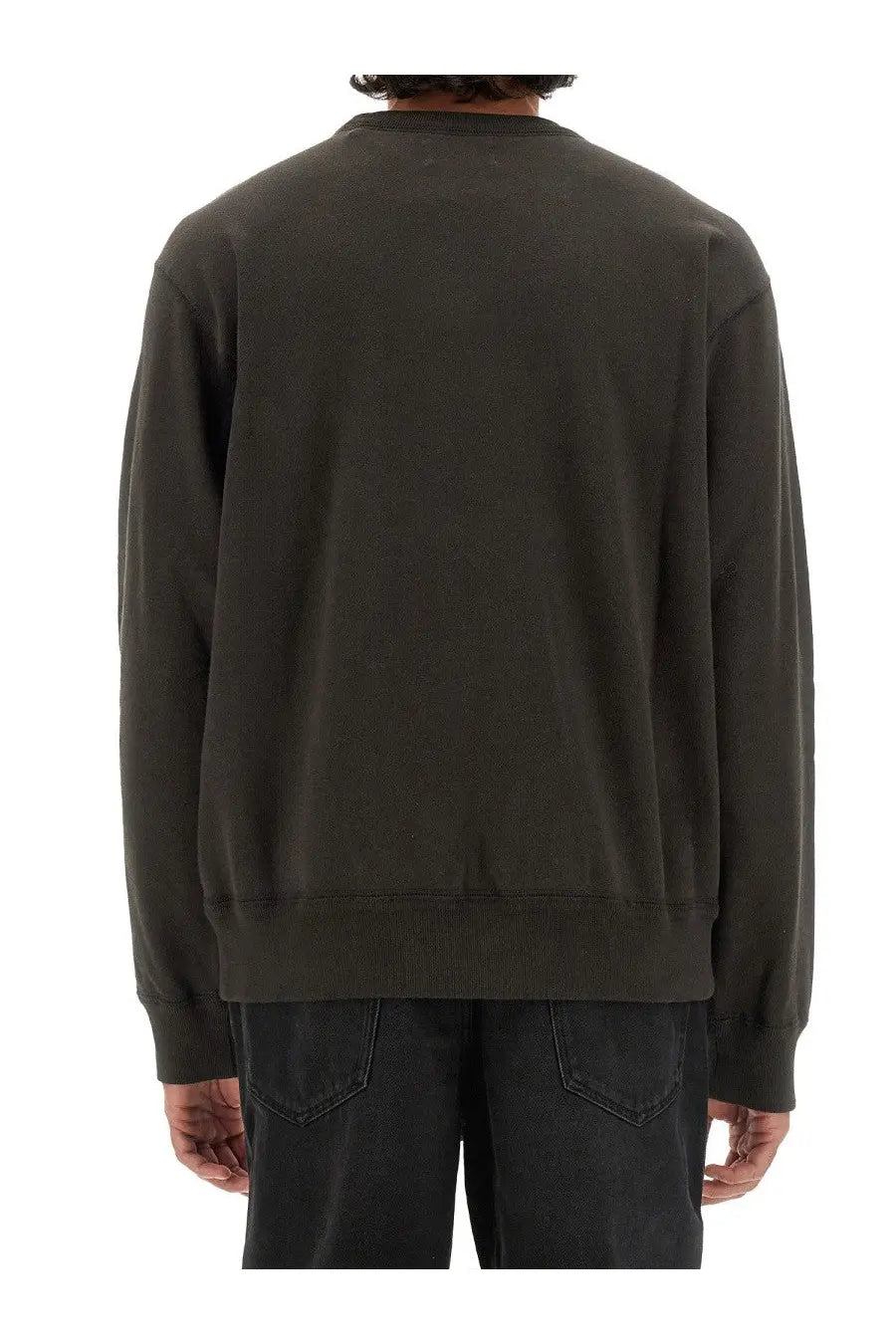 Isabel Marant men’s dark olive green crewneck sweatshirt with ribbed cuffs and hem in soft cotton material