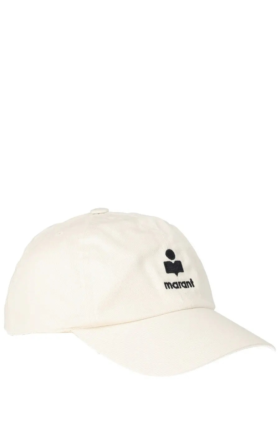Cream-colored cotton Isabel Marant men’s Tomas baseball cap with black embroidered logo and brand name