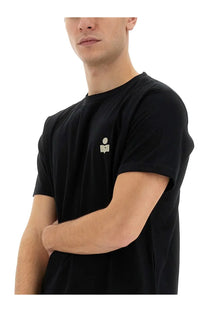 Isabel Marant men’s zafferh black short-sleeved t-shirt with a small minimalist white chest graphic