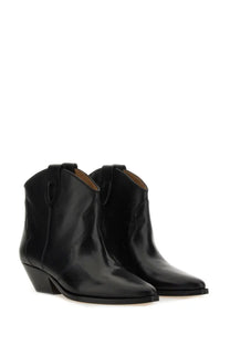 Isabel Marant women’s ankle boot Dewina black with pointed toe polished black leather cowboy style