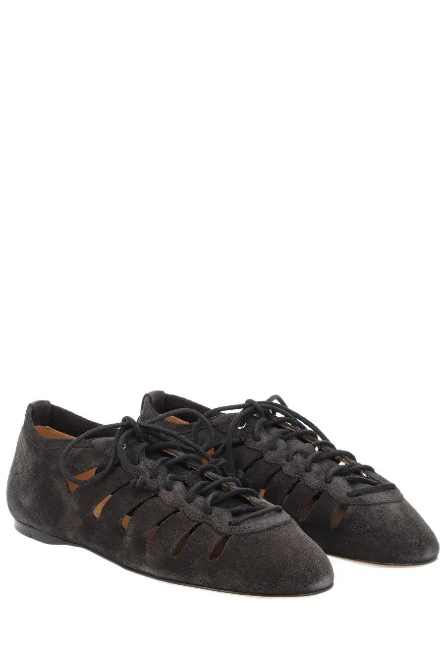 Isabel marant women’s ballerina leyza black black suede lace-up flats with cut-out detailing