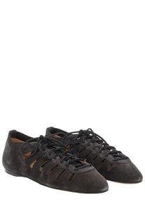 Isabel marant women’s ballerina leyza black black suede lace-up flats with cut-out detailing