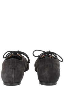 Isabel Marant women’s ballerina Leyza black suede lace-up flats with a soft matte finish and subtle texture