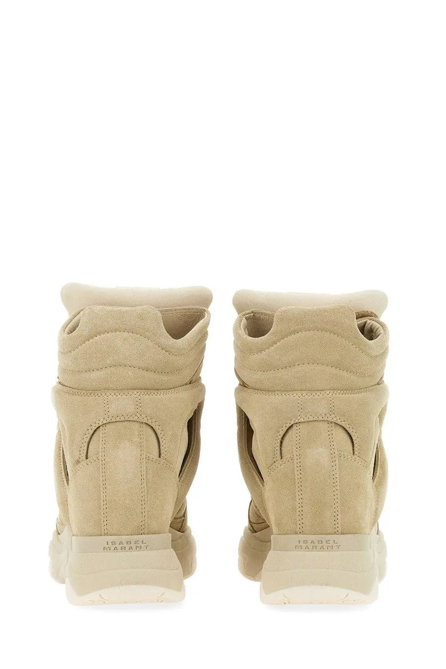 Isabel Marant women’s balskee sneaker beige high-top suede with chunky sole and visible stitching details
