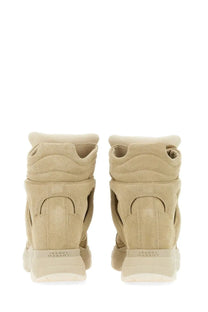Isabel Marant women’s balskee sneaker beige high-top suede with chunky sole and visible stitching details