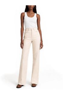 Isabel Marant women’s cream-colored high-rise wide-leg jeans with a clean tailored fit in Belvira style