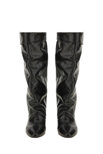 Isabel Marant women’s Elita black knee-high boots in glossy patent leather with a slightly flared tapered design