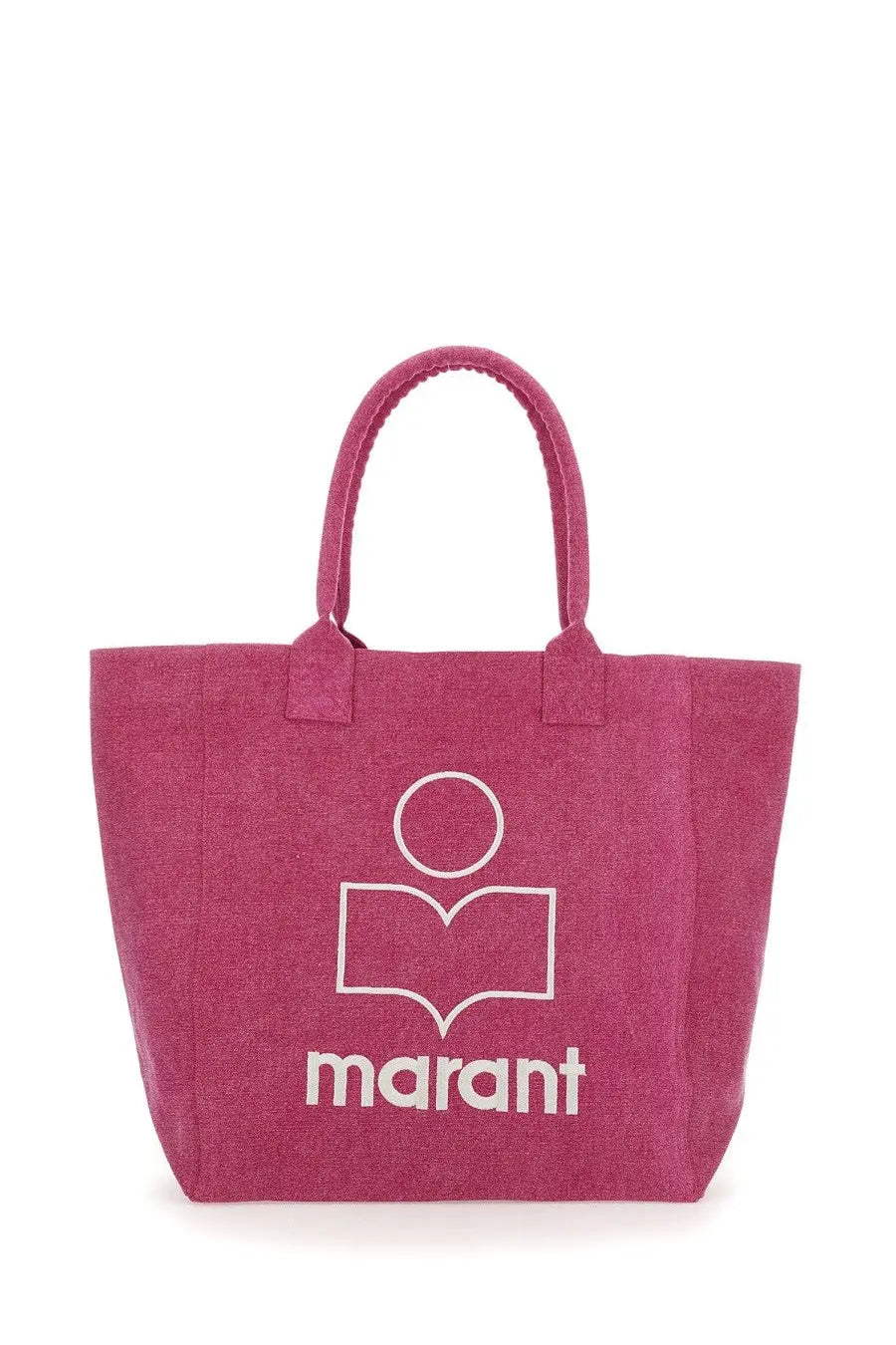 Isabel Marant women’s magenta canvas tote bag with white minimalist logo and brand name printed below