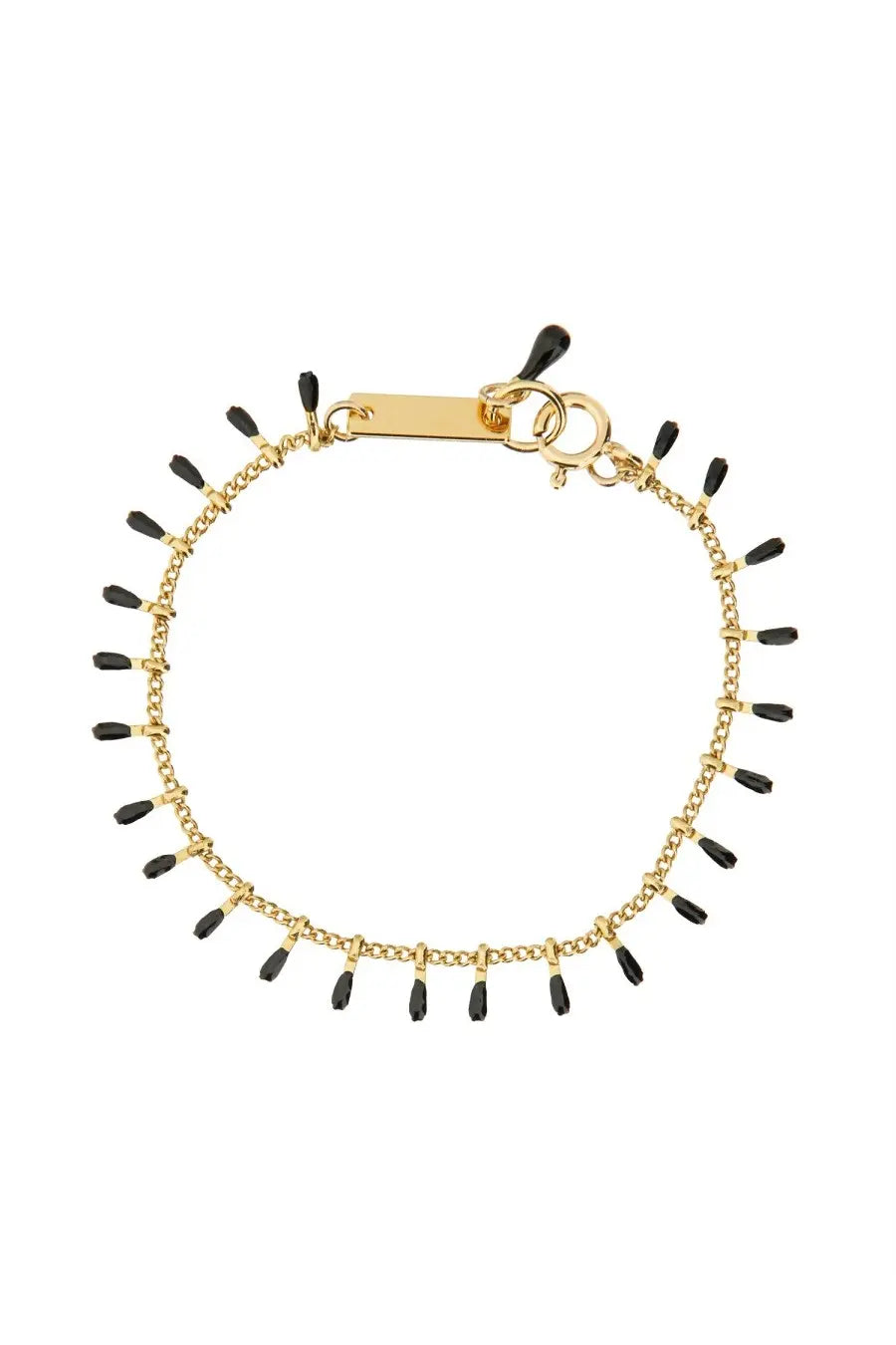 Isabel Marant women’s gold-toned chain bracelet with black teardrop-shaped charms bracciale casablanca black