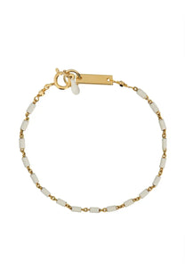 Isabel Marant women’s bracciale Casablanca gold delicate gold-toned bracelet with white ceramic beads and chain links