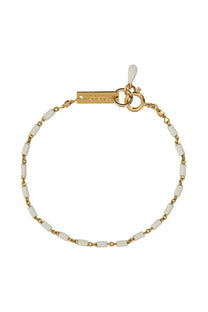 Isabel Marant women’s gold-toned bracelet with white rectangular beads and delicate chain links with minimalist clasp