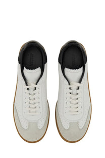 Isabel Marant women’s Bryce sneaker white with white leather, black accents, and tan rubber soles