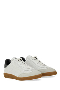 Isabel Marant women’s Bryce sneaker white leather with black accents and tan rubber sole for casual wear