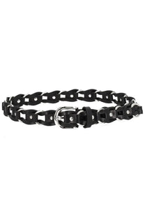 Isabel Marant women’s cintura bali black leather chain belt with silver-toned metal buckle and circular links
