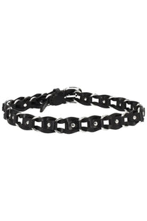 Isabel Marant women’s cintura bali black leather chain belt with silver-toned metal hardware and rivets