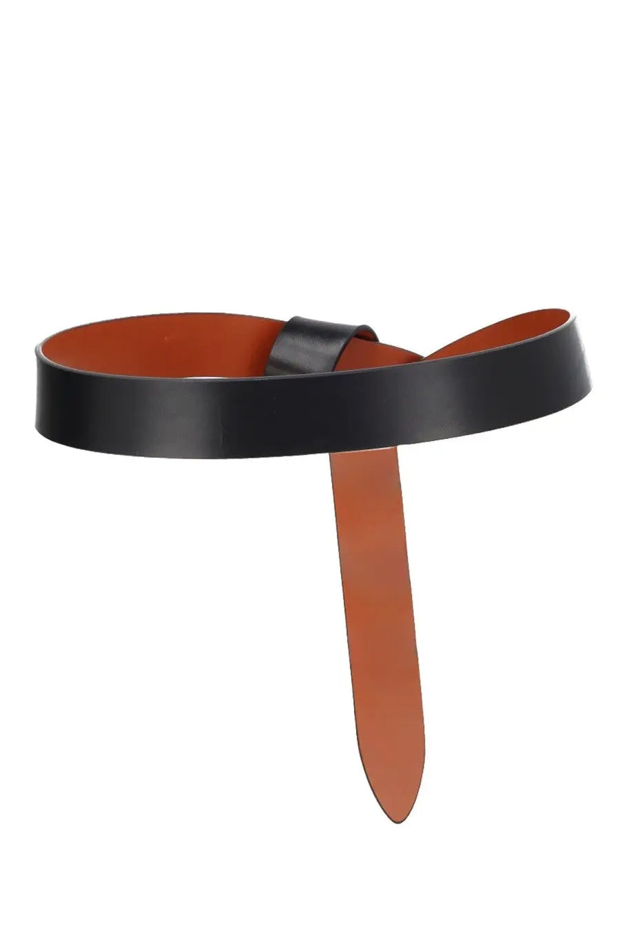 Isabel Marant women’s cintura lecce black black and tan leather belt with minimalist design and sleek black buckle