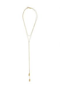 Isabel Marant women’s collana lunga gold gold-toned layered necklace with delicate chain strands and teardrop pendants