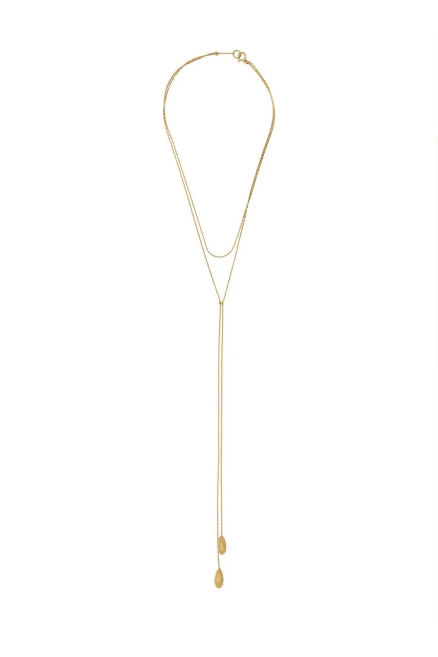 Isabel Marant women’s collana lunga gold necklace with gold-toned layered chains and teardrop-shaped pendants
