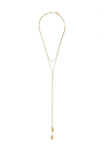 Isabel Marant women’s collana lunga gold necklace with gold-toned layered chains and teardrop-shaped pendants