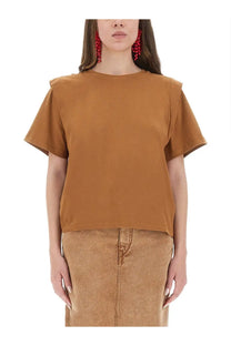 Isabel Marant women’s rust-colored soft cotton tee with relaxed fit and short sleeves