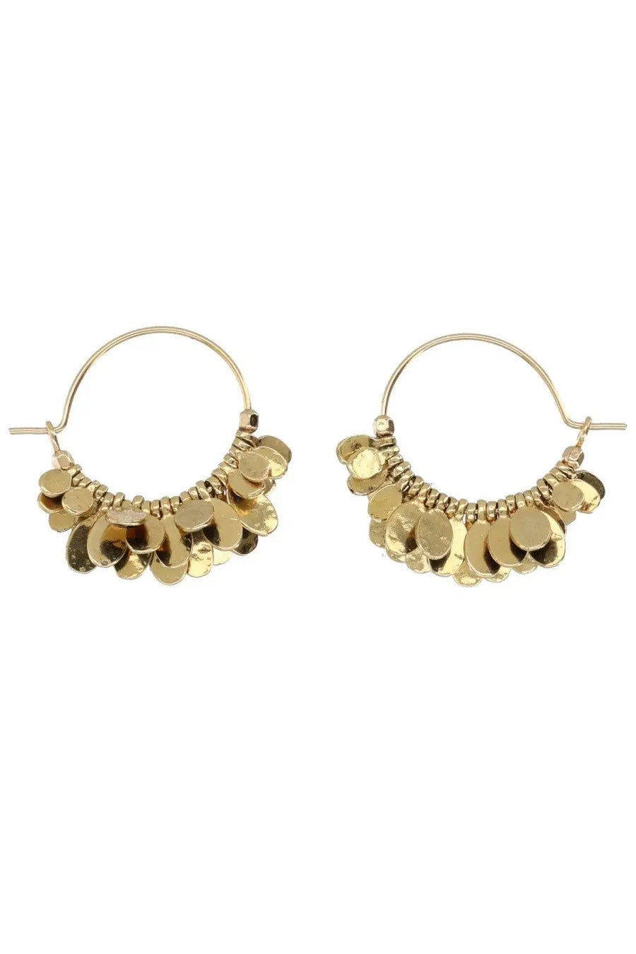 Gold-colored hoop earrings with dangling hammered disc charms from isabel marant womens earrings casablanaca black