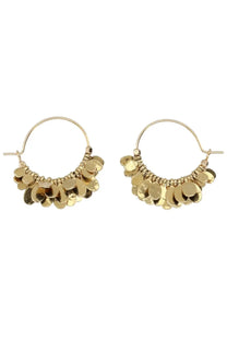 Gold-colored hoop earrings with dangling hammered disc charms from isabel marant womens earrings casablanaca black