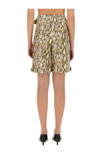 Beige and brown snake-print high-waisted shorts with tied waistband from isabel marant women’s felize shorts pattern