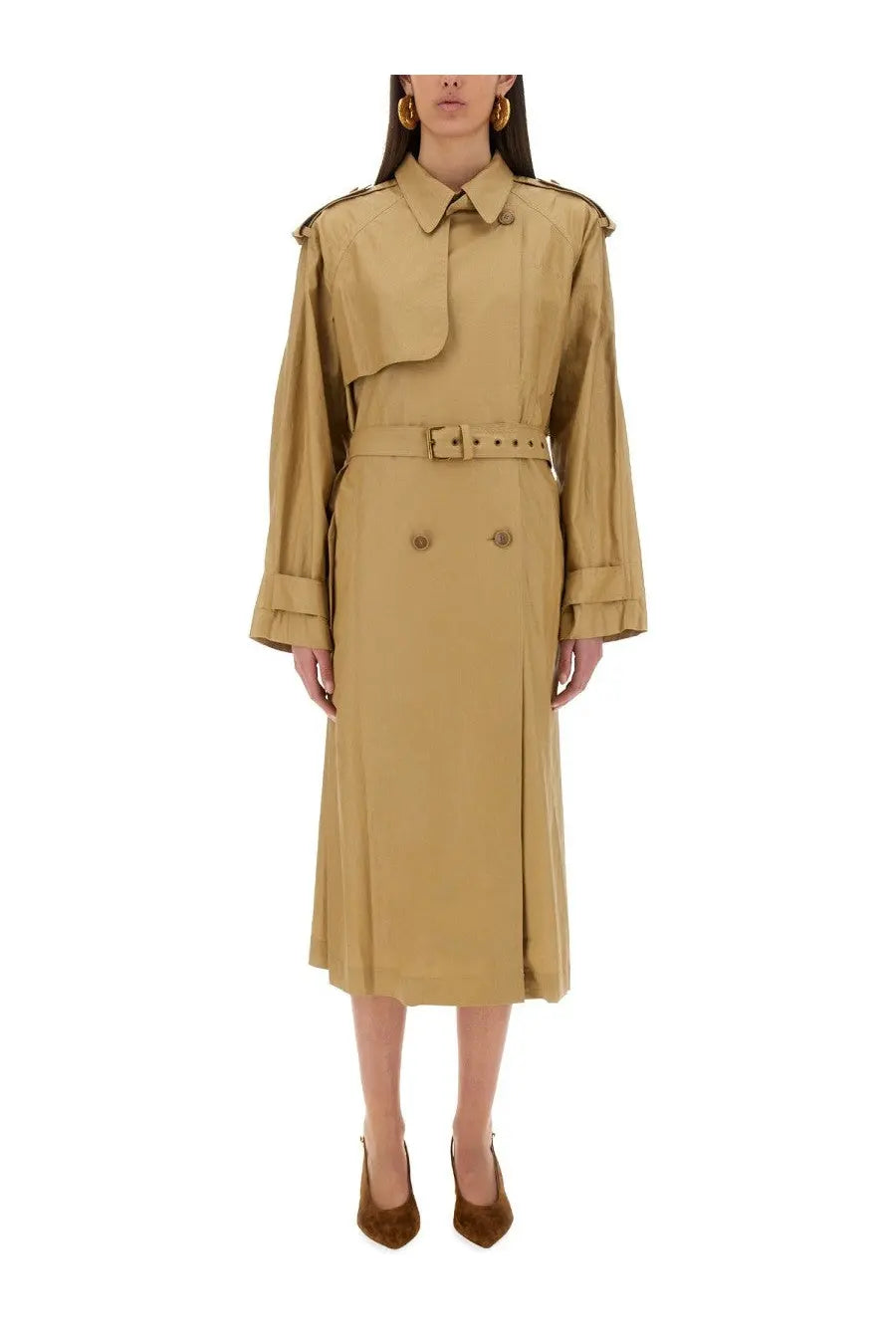 Isabel Marant women’s freanne trench coat beige with belted waist and double-breasted front design