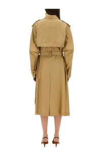 Isabel Marant women’s freanne trench coat beige featuring tan belted waist and structured shoulders in cotton blend